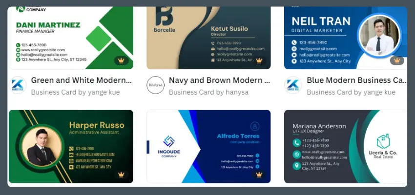 canva business card smaple to make money